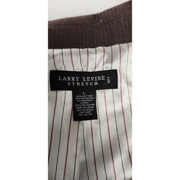 Larry Levine Stretch Single Breasted Brown Blazer Size Large - Picture 8 of 8
